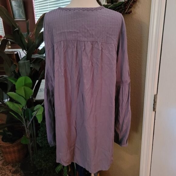 LOGO Lavish Lori Goldstein Tunic Top Purple Large Boho Bohemian Preppy Beach - Picture 7 of 8